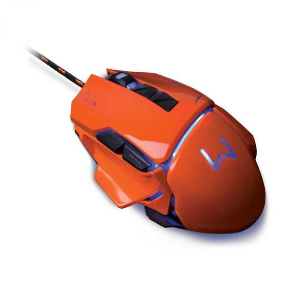 Mouse Usb Óptico Led 3200 Dpis Gamer Warrior Laranja Mo263 Multilaser