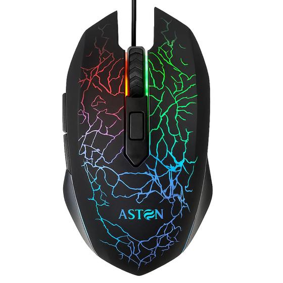 Mouse Gamer 6 Botões 2400DPI LED Com Fio para Jogos - Aston Imagem de Mouse Gamer 6 Botões 2400DPI LED Com Fio para Jogos