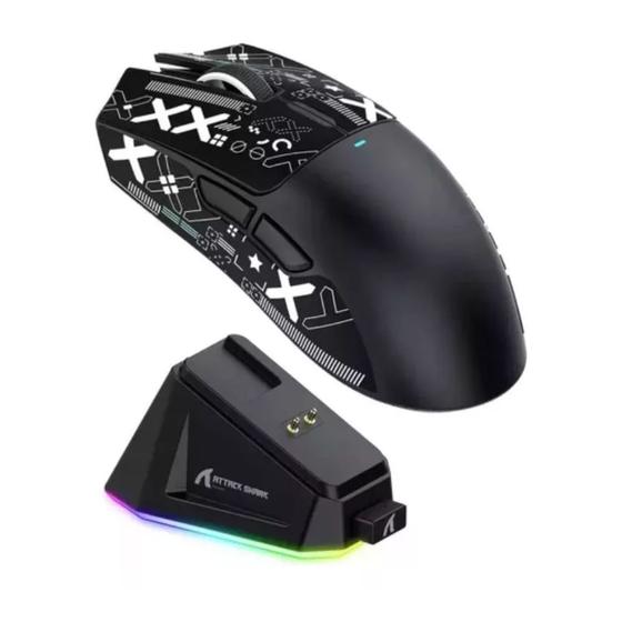 Imagem de Mouse Gamer Attack Shark X11, Preto, 22000DPI, RGB, Tri-Mode