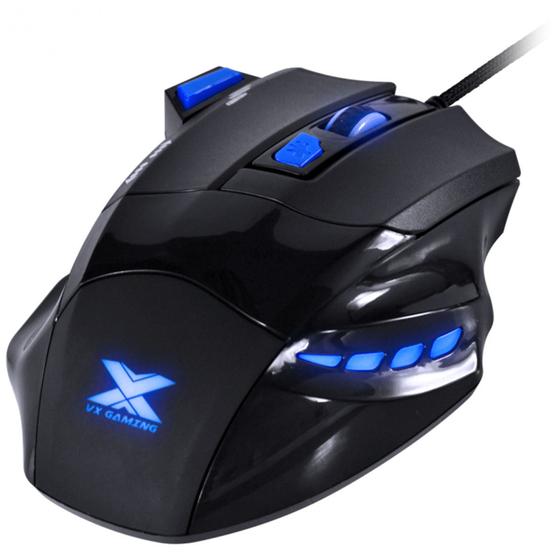 Imagem de Mouse gamer c/fio vx gaming black widow 2400 dpi ajustavel e 06 botoes preto com azul usb - gm104