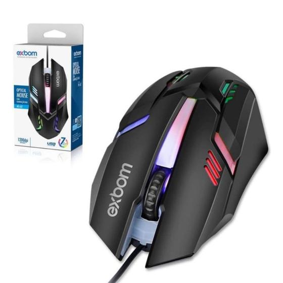 Imagem de Mouse Gamer Com Fio e Iluminação LED RGB 7 Cores