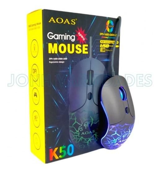 Imagem de Mouse Gamer Com Fio K50 Aoas Com Led 3200 Dpi Turbo