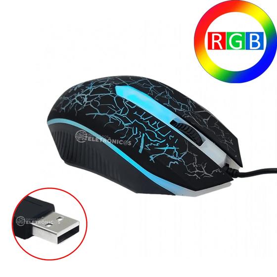 Imagem de Mouse gamer confortável RGB, 3 Botões,  FIO USB DPI 2.500 Excelente Qualidade KPV14BR