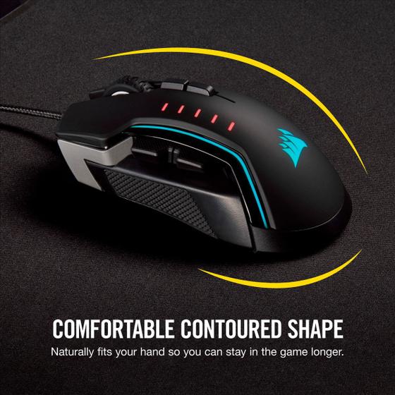 Mouse Gamer Corsair Glaive RGB PRO, 7 Botões, 18000 DPI, Alumínio CH