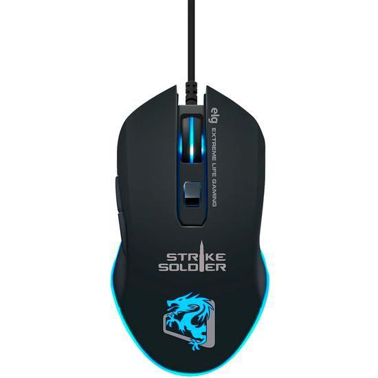 Imagem de Mouse Gamer Elg MGSS Strike Soldier - com Fio - 4800DPI - 6 Botoes - Preto