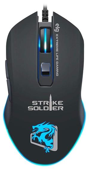 Imagem de Mouse Gamer Elg Strike Soldier MGSS LED 250HZ/4MS 4800DPI - Preto