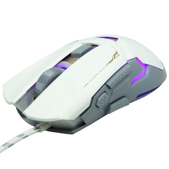 Imagem de Mouse Gamer Ergonômico Branco com Cabo White LED Pro Jogos