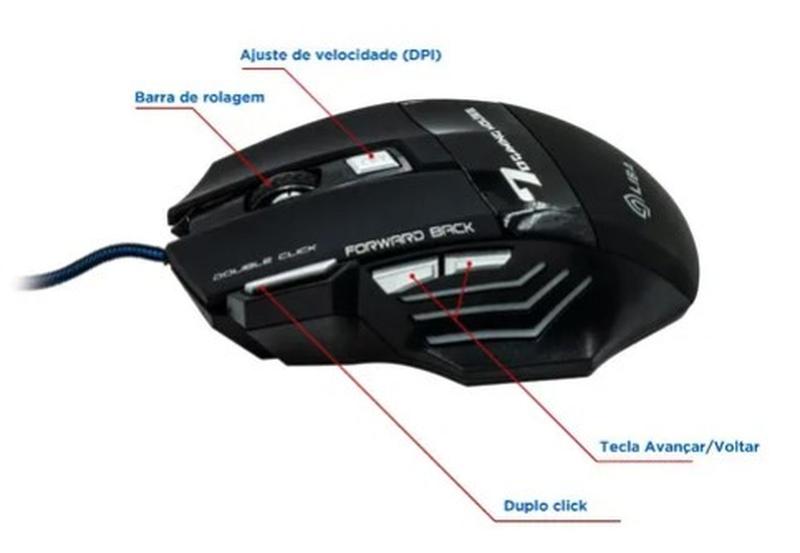 Imagem de Mouse Gamer Ergonômico Led Rgb Usb Com Fio