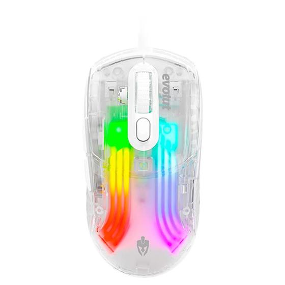 Imagem de Mouse gamer evolut eg114 lumini transparente com fio 7200 dpi rainbow usb