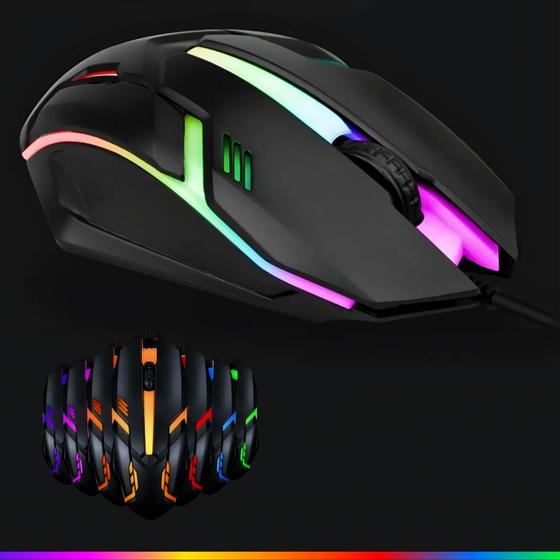 Imagem de Mouse Gamer Glow RGB USB LED 07 Cores Design Ergonômico