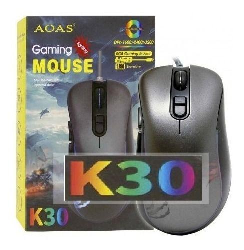 Imagem de Mouse Gamer Jogo Com Fio K30 Aoas Com Leds 3200 Dpi Jogador