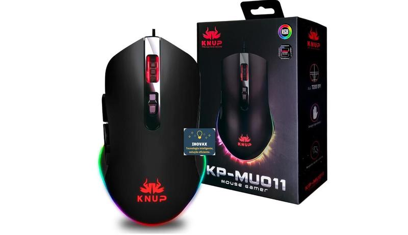 Imagem de Mouse Gamer LED com 7 Botões USB 7200 DPI KNUP - KP-MU011