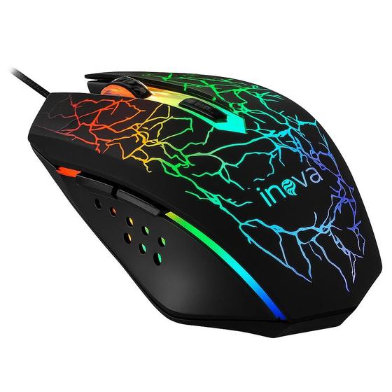 Imagem de Mouse Gamer LED RGB com Fio 2400DPI 6 Botões Ergonômico para Computador Notebook