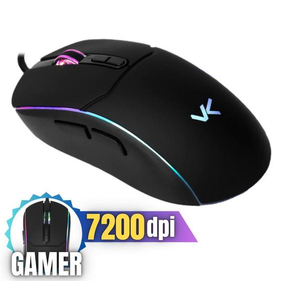 Imagem de Mouse Gamer Led RGB Cor Preta Sensor Óptico de Alta Performance Até 7200dpi Vinik G12 Design Ergonômico Para Fps