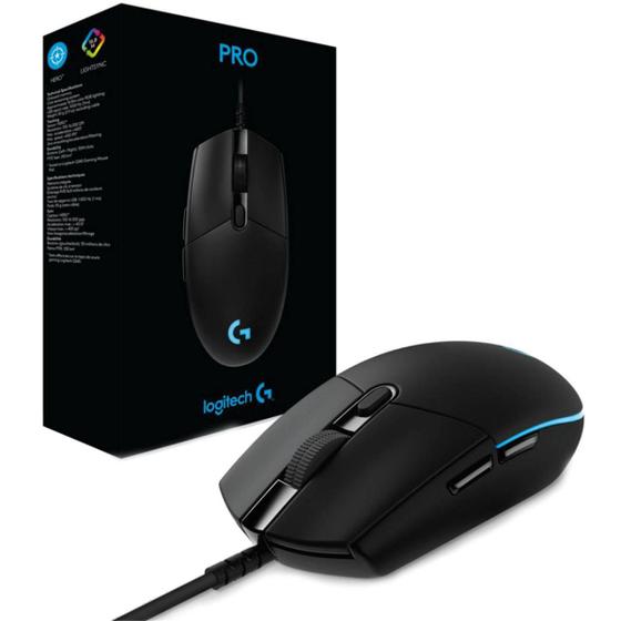 Mouse Gamer Logitech G Pro Hero 910005536 RGB 16000 DPI Preto 2m de