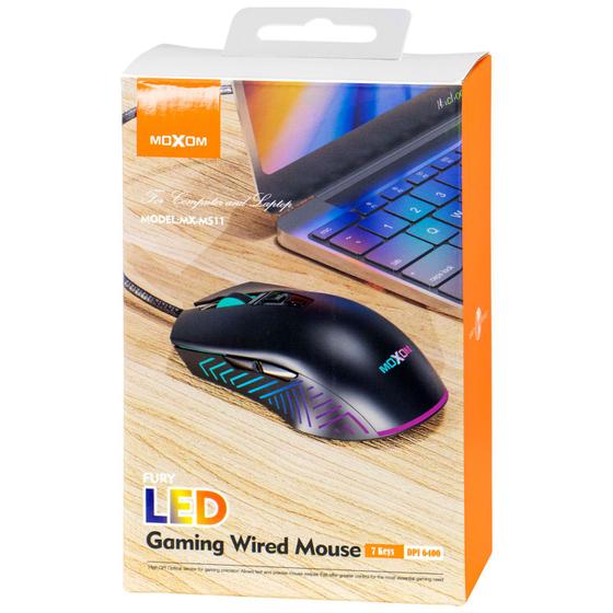 Imagem de Mouse Gamer Moxom MX-MS11 - com Fio - 6400DPI - RGB - Preto