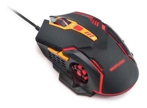 Imagem de Mouse Gamer Multilaser 2400dpi Preto Laranja Com Led Mo270