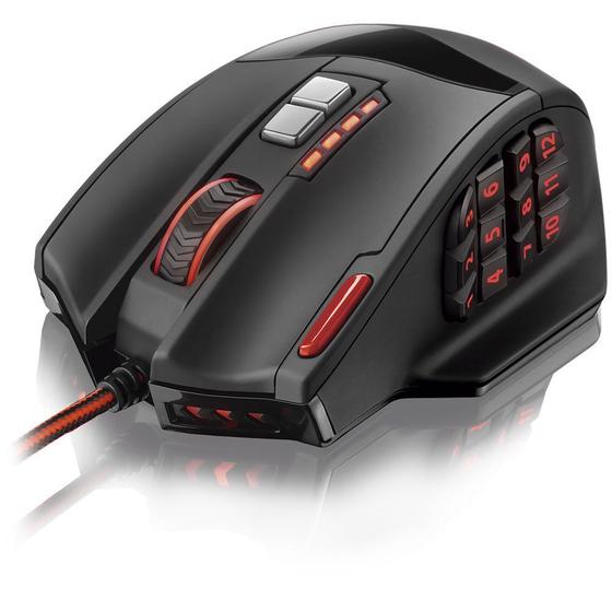 Imagem de Mouse Gamer Multilaser Laser 4000DPI USB 18 botões Preto/Vermelho MO206