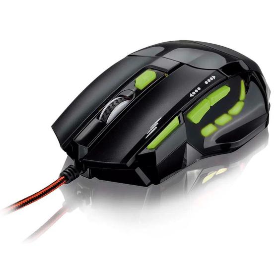 Mouse Usb Óptico Led 2400 Dpis Xgamer Fire Button Verde Mo208 Multilaser