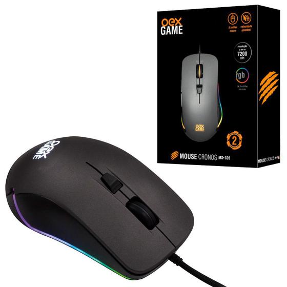 Imagem de Mouse Gamer OEX Cronos MS320, USB, 7200 DPI, LED RGB, 5 Botões, Sensor Pixart 3212, Cinza