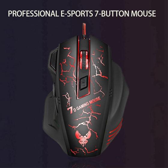 Imagem de Mouse gamer para jogo computador X7 USB LED laser 7 Botões Profissional 3200DPI Ergonomico