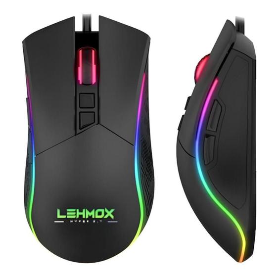 Imagem de Mouse Gamer Para Jogos Laser Óptico 4800dpi Profissional Com 7 Botões e LED RGB Rotativo com 6 Modos