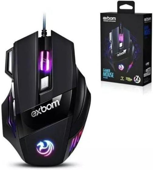 Imagem de Mouse Gamer Profissional 3200 DPI Com Fio USB 7 Botões RGB Cabo Nylon 1.5m Mouse para jogos Preto MS-G260