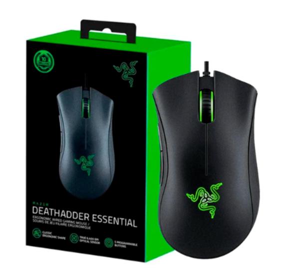 Mouse Gamer Razer Deathadder Essential, LED Verde, 6400 DPI, 5 Botões, Preto - RZ0103850100R3M1 - RA ZER