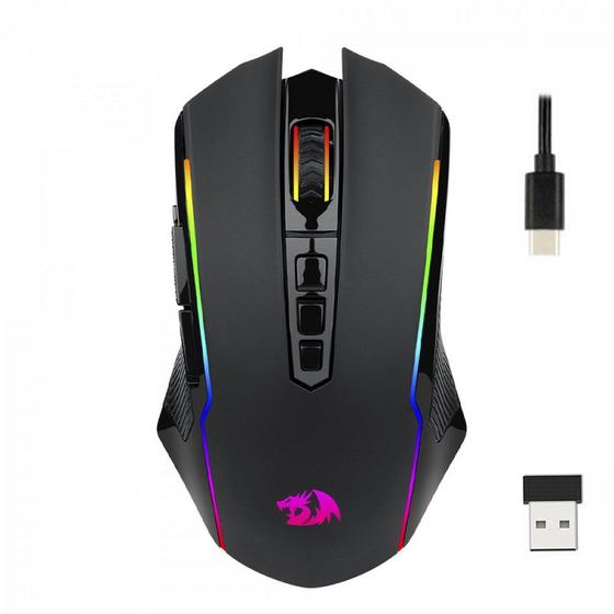 Imagem de Mouse Gamer Redragon Ranger Lite RGB 9 Botões Wireless - Preto 