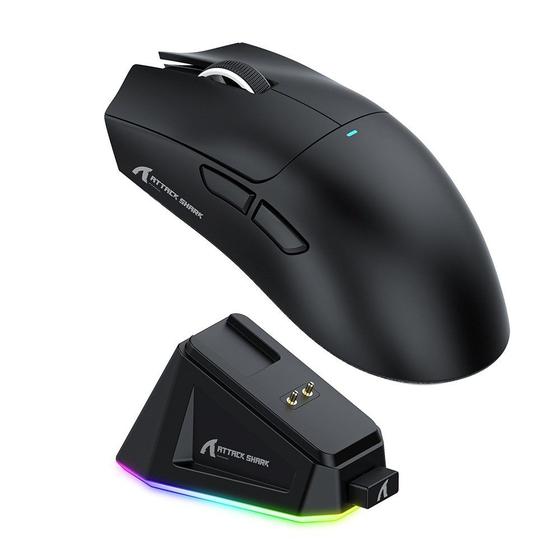 Mouse Gamer sem Fio Attack Shark X11 com Base de Carregamento Magnético RGB, Tri-Mode, 22.000 DPI, Sensor...