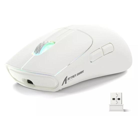 Imagem de Mouse Gamer Sem Fio Attack Shark X5 Rgb, 3 Modos, Branco