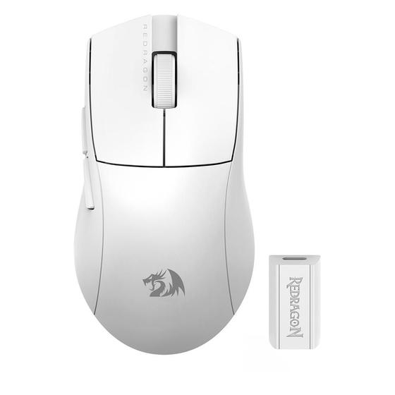 Imagem de Mouse Gamer Sem Fio Redragon King 4K Pro, Wireless, 26000 DPI, 7 Botões, Branco - M916W-PRO-4K