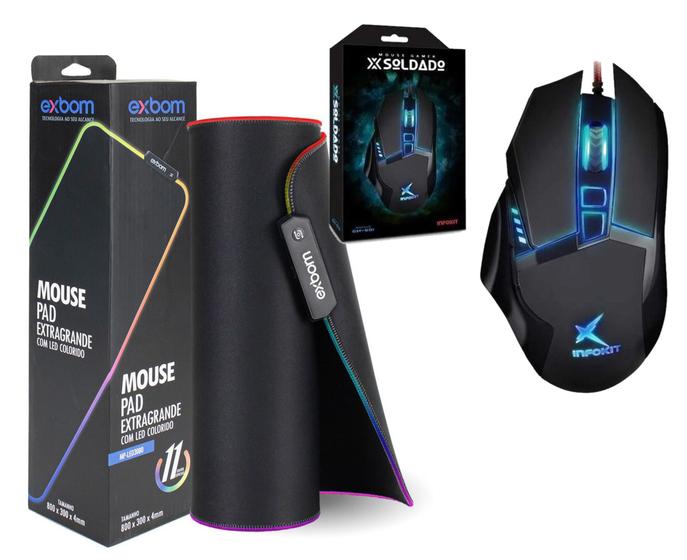 Imagem de Mouse Gamer Ultra performance Com Mouse PAD Gamer Grande Com iluminação em LED