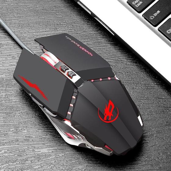 Imagem de Mouse Gamer USB com Fio - Design Ergonômico, Programável (6 Botões), 3200 DPI e LED