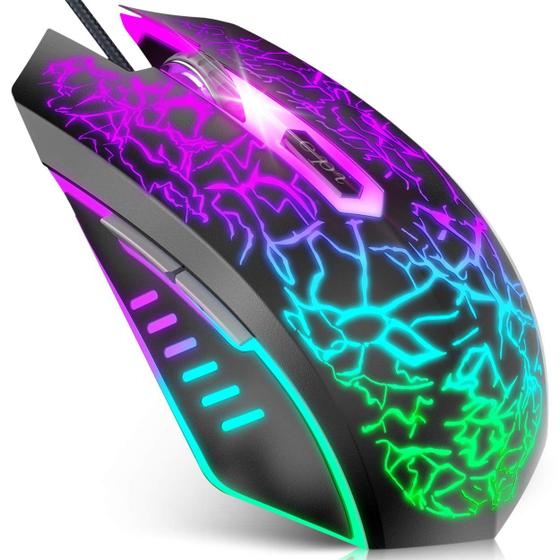 Imagem de Mouse Gamer VersionTech RGB - Ergonômico com Fio e Retroiluminação Preta