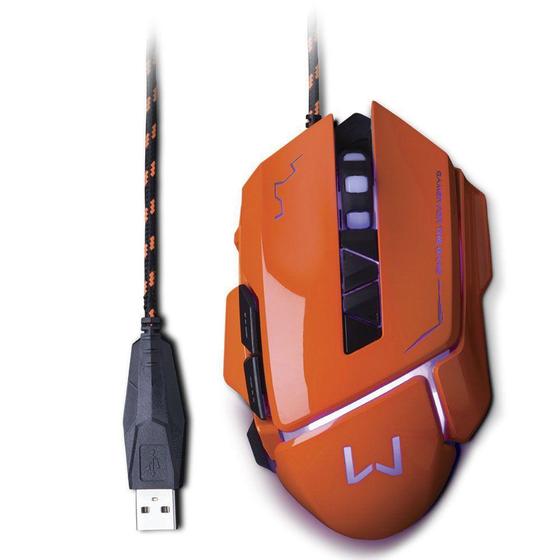 Imagem de Mouse Gamer Warrior 3.200DPI USB Laranja - MO263