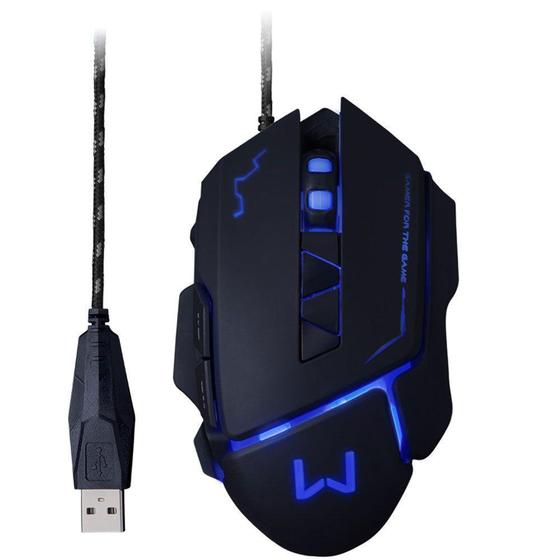 Imagem de Mouse Gamer Warrior 3200DPI 7 Botões Preto com LED - MO261