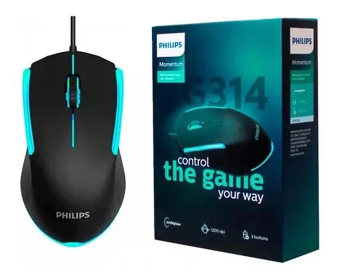 Imagem de Mouse Gaming Philips Momentum SPK9314 USB até 1.200 DPI com Backlight Ambiglow - Preto