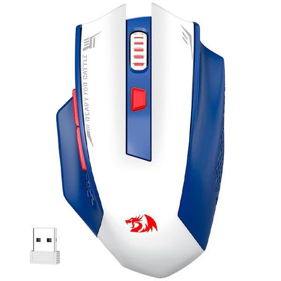 Imagem de Mouse Gaming Sem Fio Redragon Woki M994WBR Ate 26.000 Dpi - Branco/Azul