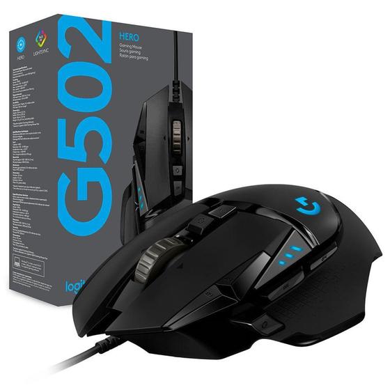 Mouse Logitech G502 HERO com RGB LIGHTSYNC, Ajustes de Peso, 11 Botóes Programáveis, Sensor HERO 25K Menor preço em Mouse Logitech G502 HERO com RGB LIGHTSYNC, Ajustes de Peso, 11 Botóes Programáveis, Sensor HERO 25K