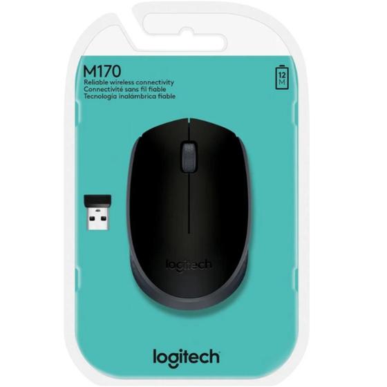 Mouse Wireless Óptico Led 1000 Dpis M170 Preto 910-004940 Logitech