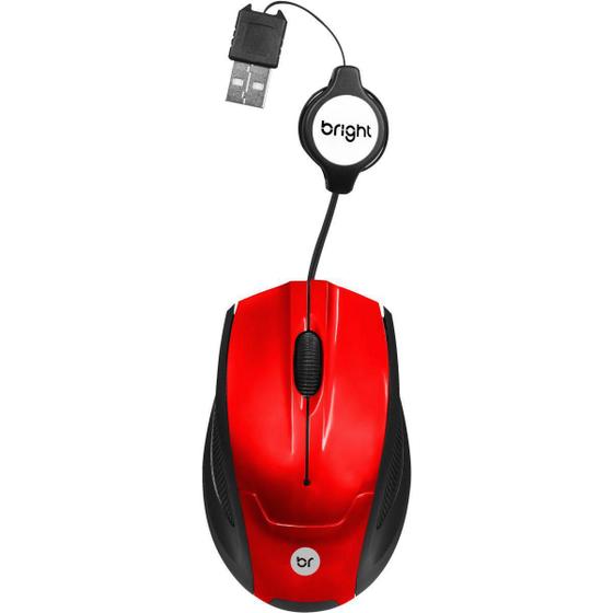 Imagem de Mouse Mini Optico Usb Retratil Vermelho Usb