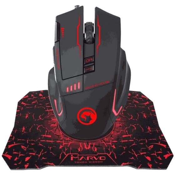 Imagem de Mouse +Mousepad Marvo G909+G1 Gaming USB Preto