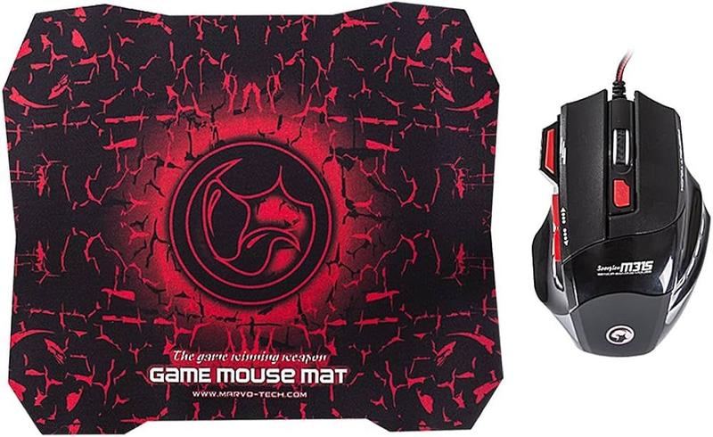 Imagem de Mouse +Mousepad Marvo M315+G1 Gaming Black/Red