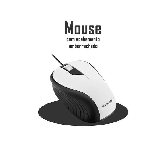 Imagem de Mouse Multilaser Branco e Preto USB 1200DPI - MO224