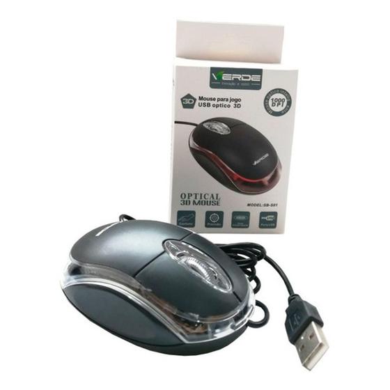 Imagem de Mouse Optical Home Office Com Fio Usb Mini 1000 Dpi Novo !! - Verde