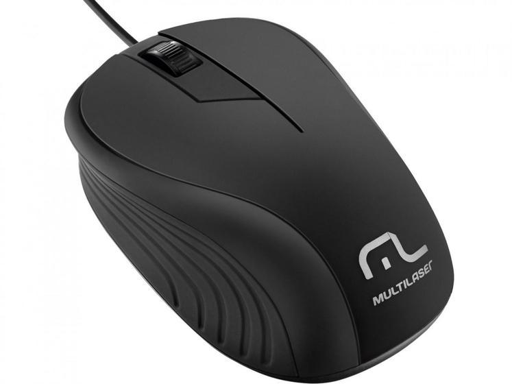 Mouse Usb Óptico Led 1200 Dpis Emborrachado Cinza e Preto Mo222 Multilaser