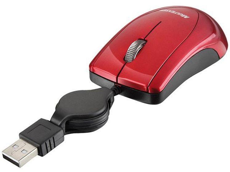 Mouse Usb Óptico Led 800 Dpis Retrátil Mini Piano Red Mo163 Multilaser