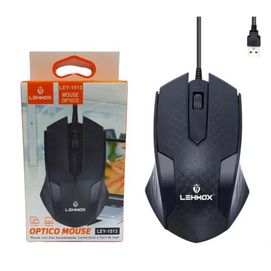 Imagem de Mouse Óptico Com Fio Usb 3 Botões Lehmox LEY-1513