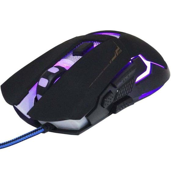 Imagem de Mouse Óptico Gamer Usb 3200 Dpi 7 Botões Led Rgb 7 Cores Cabo Infokit X Soldado Gm-720 2547 Preto